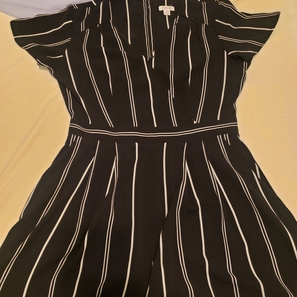 Black and white striped romper